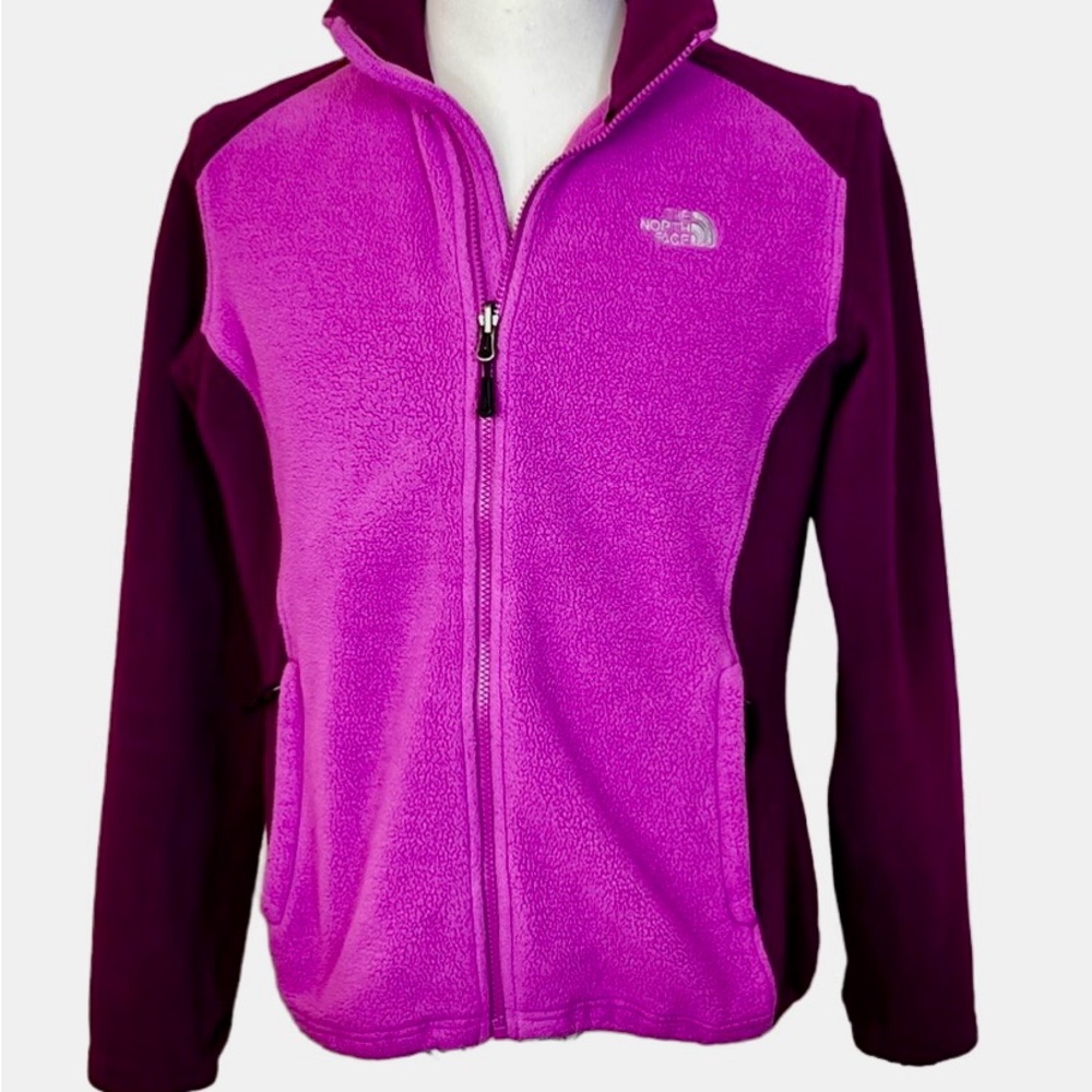 North Face FlashDry Purple Mix Zip Fleece Jacket Sz L Outdoor Feminine Athletic